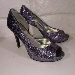 Style & Co Leclerc Glitter Peep Toe Heels